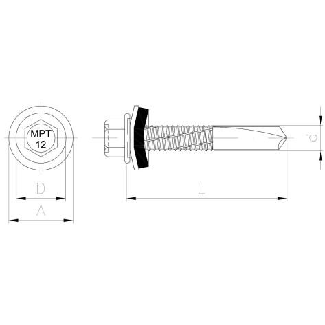 Wkręt samowiercący (powłoka ceramiczna) - zdolność przewiercenia 12 mm